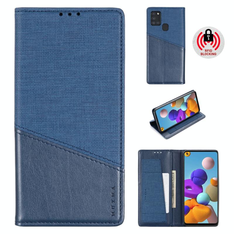 Voor Samsung Galaxy A21s MUXMA MX109 Horizontale Flip Lederen case met Holder & Card Slot & Wallet(Blauw)