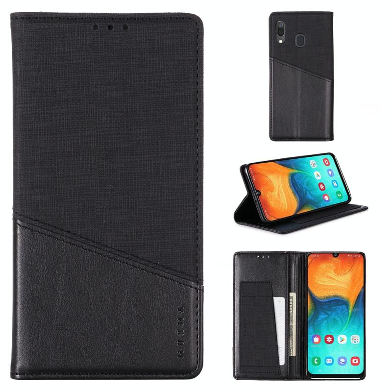 Voor Samsung Galaxy A30 MUXMA MX109 Horizontale Flip Lederen case met Holder & Card Slot & Wallet(Zwart)