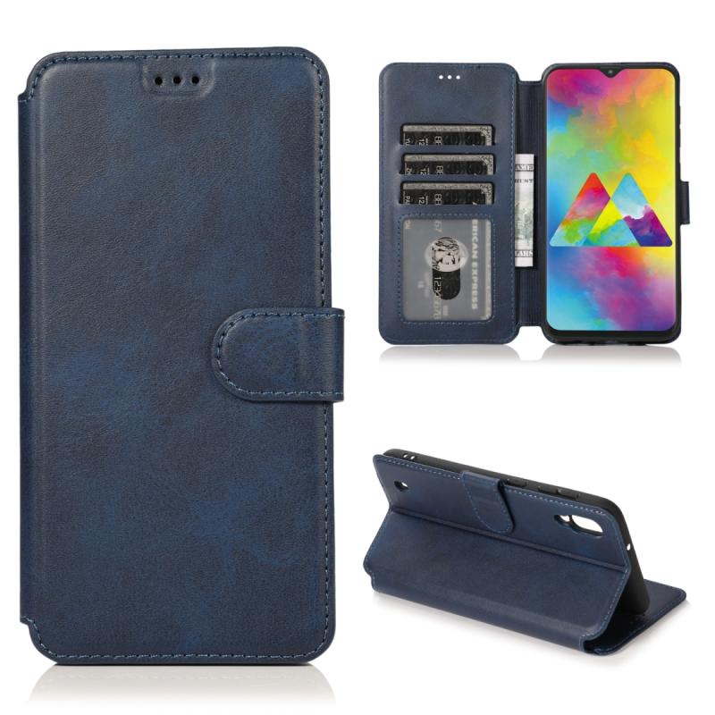 Voor Samsung Galaxy M10 Kalf texture Magnetische gesp horizontale flip lederen case met houder & kaartslots & portemonnee & fotoframe(blauw)