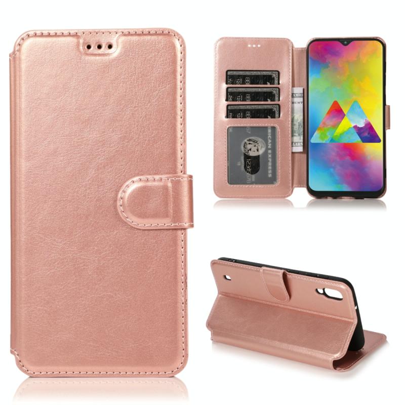 Voor Samsung Galaxy M10 Kalf texture Magnetische gesp horizontale flip lederen case met houder & kaartslots & portemonnee & fotoframe (Rose Gold)