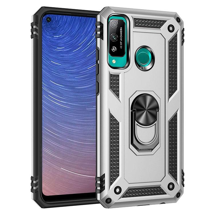 Voor Huawei Y7p / P40 Lite E Schokbestendige TPU + PC Beschermhoes met 360 graden roterende houder(zilver)