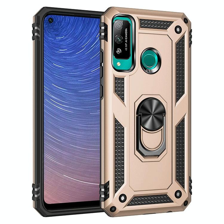 Voor Huawei Y7p / P40 Lite E Schokbestendige TPU + PC Beschermhoes met 360 graden roterende houder(goud)