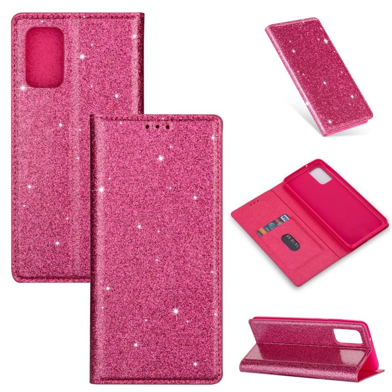 Voor Samsung Galaxy A81 Ultrathin Glitter Magnetic Horizontal Flip Leather Case met Holder & Card Slots (Rose Red)