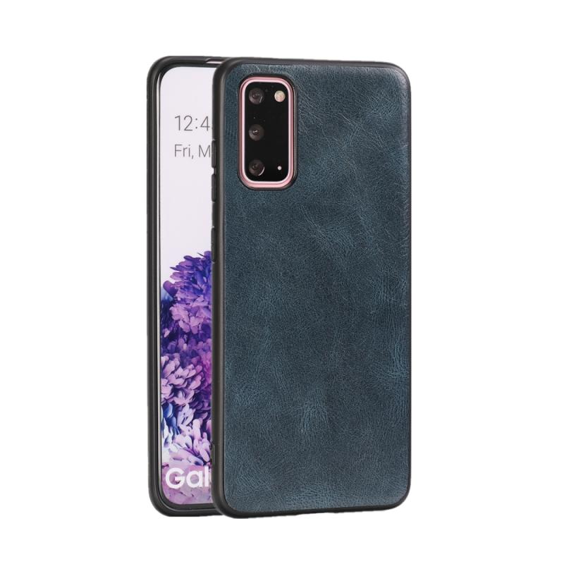 Voor Samsung Galaxy S20 Crazy Horse Textured Calfskin PU+PC+TPU Case(Blauw)