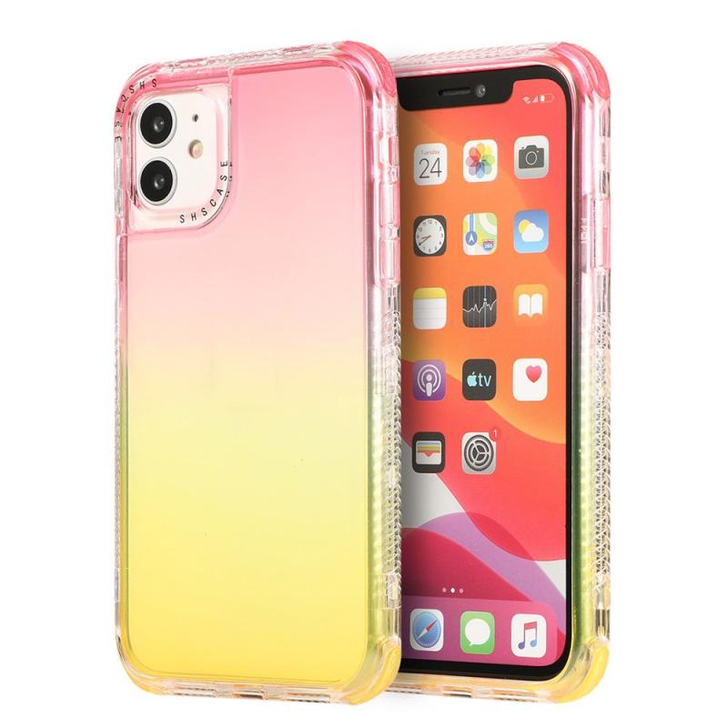 Voor iPhone 12 Pro Max 3 In 1 Dreamland PC + TPU Gradiënt Transparante Rand Beschermhoes met twee kleuren (Rood geel)