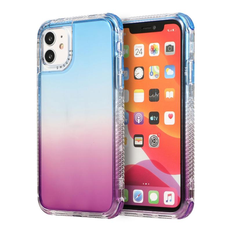 Voor iPhone 12 Pro Max 3 In 1 Dreamland PC + TPU Gradiënt Transparante Rand Beschermhoes met twee kleuren (Blauw Paars)