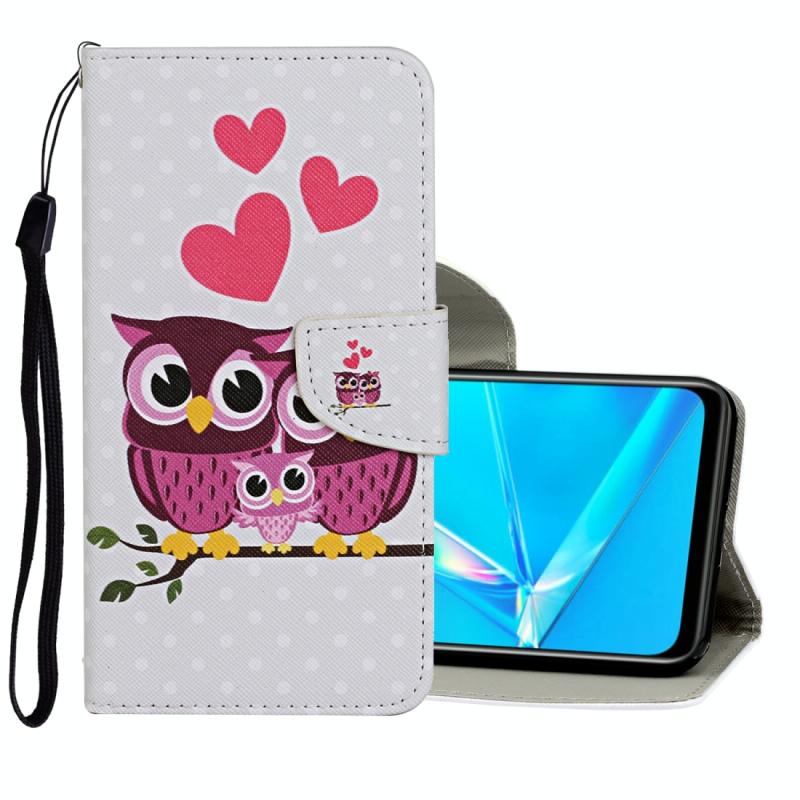 Voor OPPO A5 Gekleurd tekenpatroon Horizontaal Flip Lederen Case met Holder & Card Slots & Wallet(Owl)