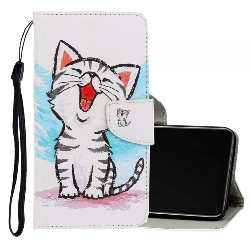 Voor Vivo Y50 / Y30 3D Gekleurde tekening Horizontale Flip PU Lederen kast met Holder & Card Slots & Wallet(Red Mouth Cat)