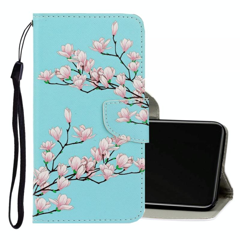 Voor Vivo Y50 / Y30 3D Gekleurde tekening Horizontale Flip PU Lederen kast met Holder & Card Slots & Wallet(Magnolia)