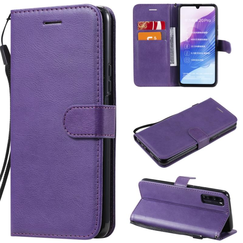 Voor Huawei Enjoy Z Solid Color Horizontale Flip Beschermende lederen hoes met houder & kaartslots & portemonnee & fotolijst & lanyard(paars)