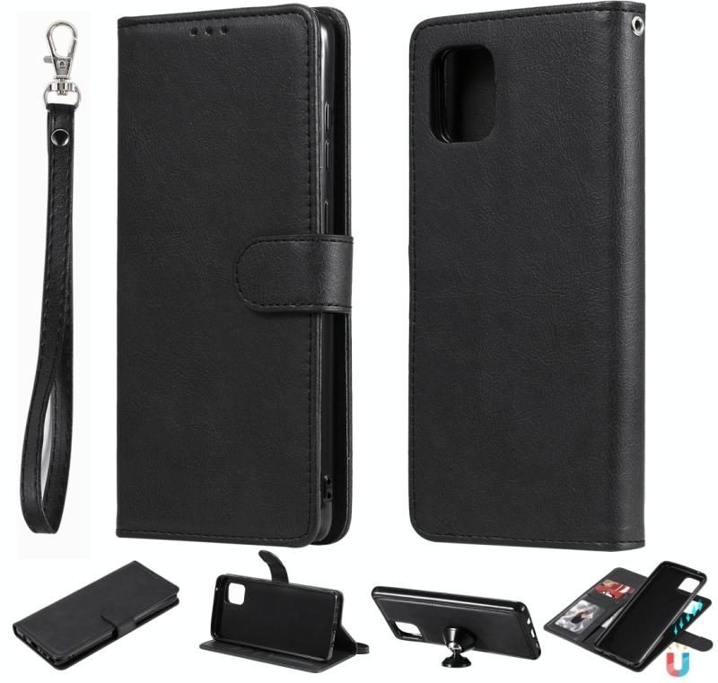Voor Samsung Galaxy A81 / Note 10 Lite 2 in 1 Solid Color Afneembare PU Lederen case met kaartslots & magnetische houder & fotolijst & portemonnee & b