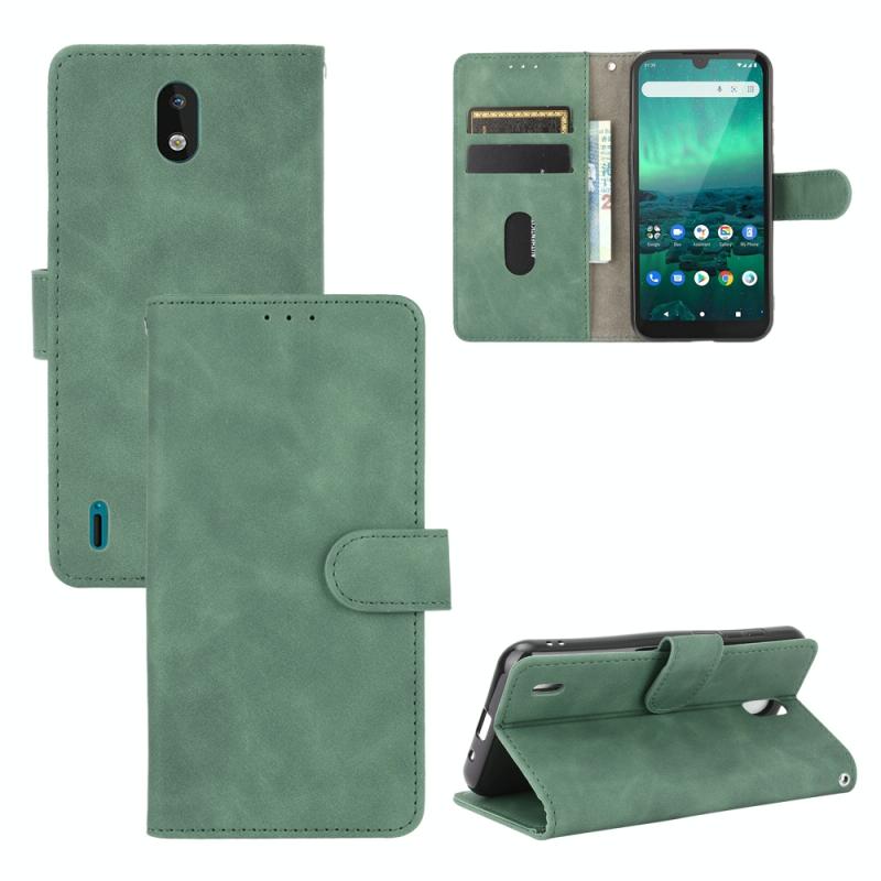 Voor Nokia 1.3 Solid Color Skin Feel Magnetic Buckle Horizontal Flip Calf Texture PU Leather Case met Holder & Card Slots & Wallet(Groen)