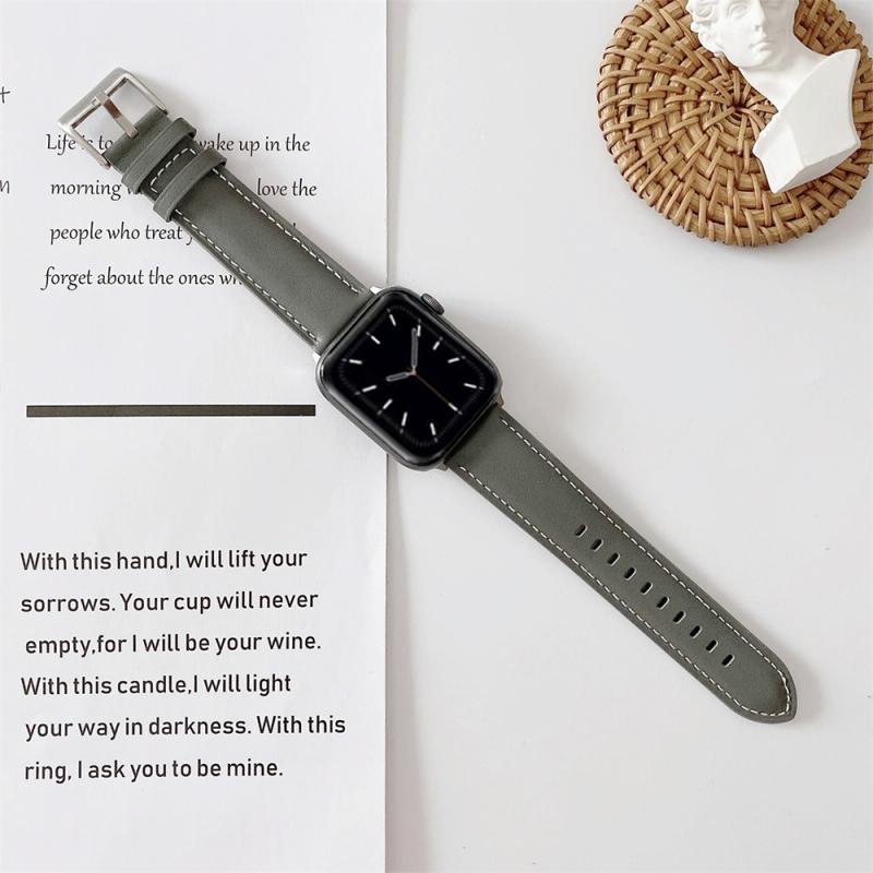 Voor Apple Watch Series 6 & SE & 5 & 4 40mm / 3 & 2 & 1 38mm V Tail Style Stitching Lederen horloge polsband (Donkergroen)