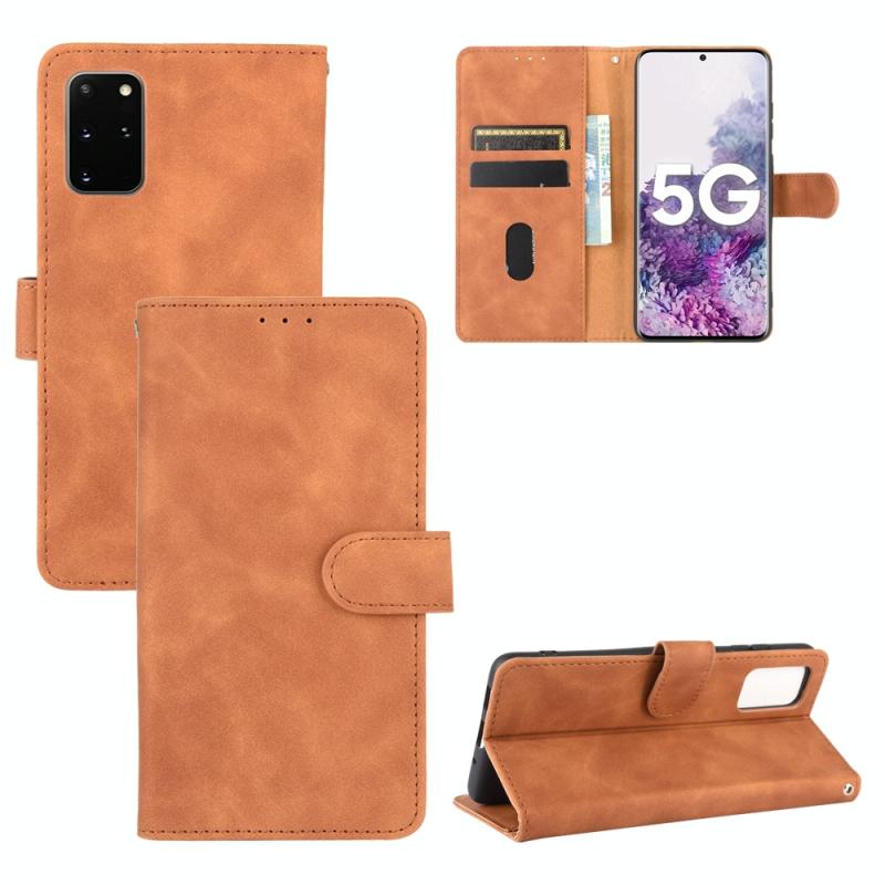 Voor Samsung Galaxy S20 Plus Solid Color Skin Feel Magnetic Buckle Horizontal Flip Calf Texture PU Leather Case met Holder & Card Slots & Wallet(Brown