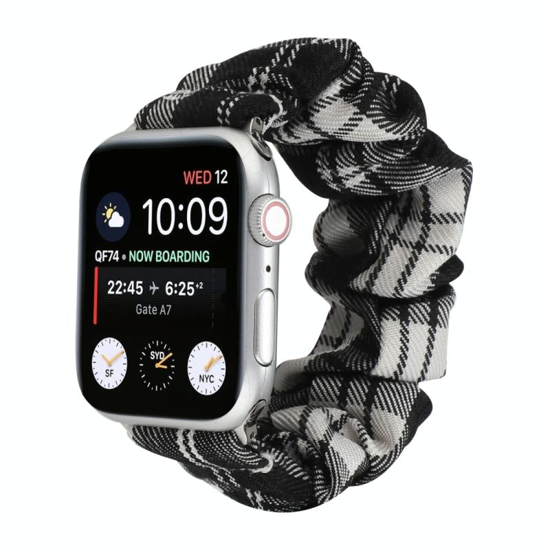 Voor Apple Watch Series 6 & SE & 5 & 4 44mm / 3 & 2 & 1 42mm JK Uniform Style Cloth + Roestvrijstalen horloge polsband (Zwart + wit)(Zwart + Wit)