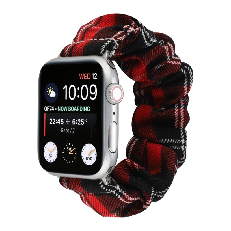 Voor Apple Watch Series 6 & SE & 5 & 4 44mm / 3 & 2 & 1 42mm JK Uniform Style Cloth + Roestvrijstalen horloge polsband (Zwart + Rood)(Zwart + Rood)