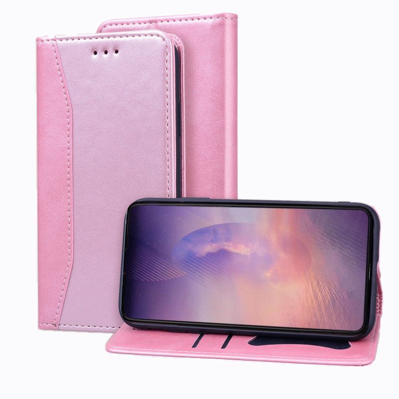 Voor Samsung Galaxy Note20 Ultra Business Stitching Horizontale Flip Lederen case met Double Folding & Bracket & Card Slots & Photo Frame & Wallet(Ros