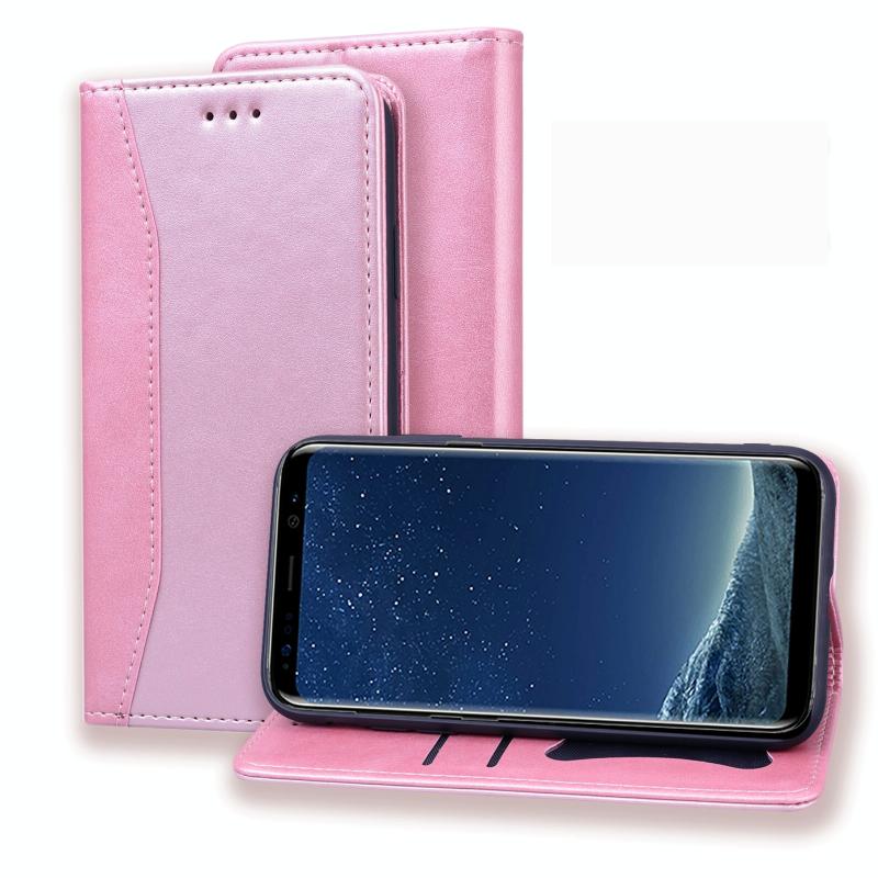 Voor Samsung Galaxy S8 Business Stitching Horizontale Flip Lederen case met Double Folding & Bracket & Card Slots & Photo Frame & Wallet (Rose Gold)