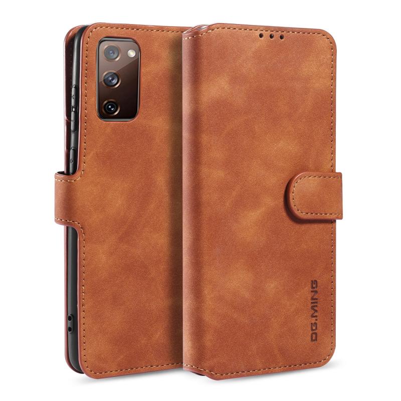 Voor Samsung Galaxy S20 FE DG. MING Retro Oil Side Horizontale Flip Case met Holder & Card Slots & Wallet(Brown)