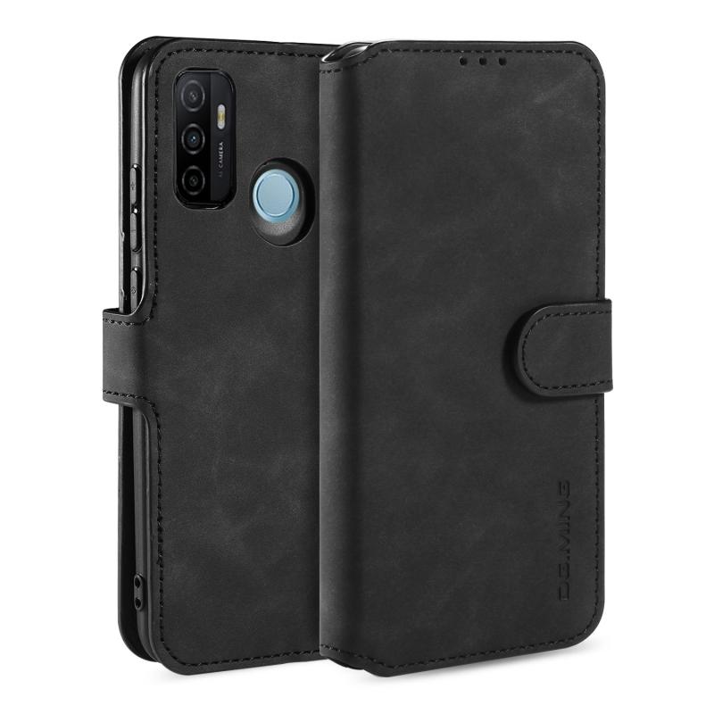 Voor OPPO A32 (2020) / A53 (2020) DG. MING Retro Oil Side Horizontale Flip Case met Holder & Card Slots & Wallet(Black)