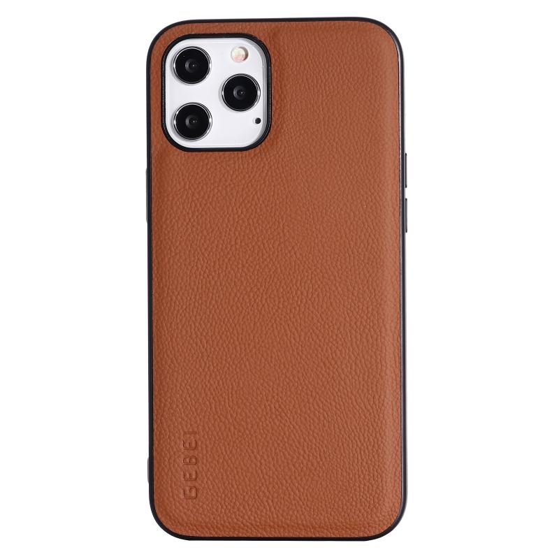 GEBEI Full-coverage Shockproof Leather Protective Case For iPhone 12 / 12 Pro(Brown)