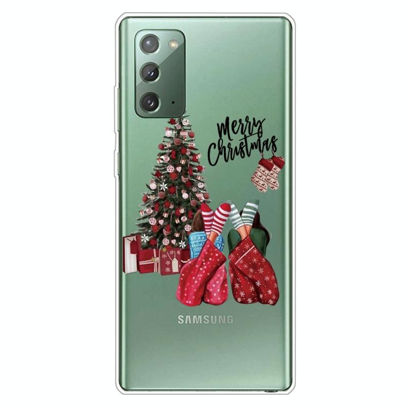 Voor Samsung Galaxy Note20 Christmas Series Clear TPU Beschermhoes (kerstpyjama's)