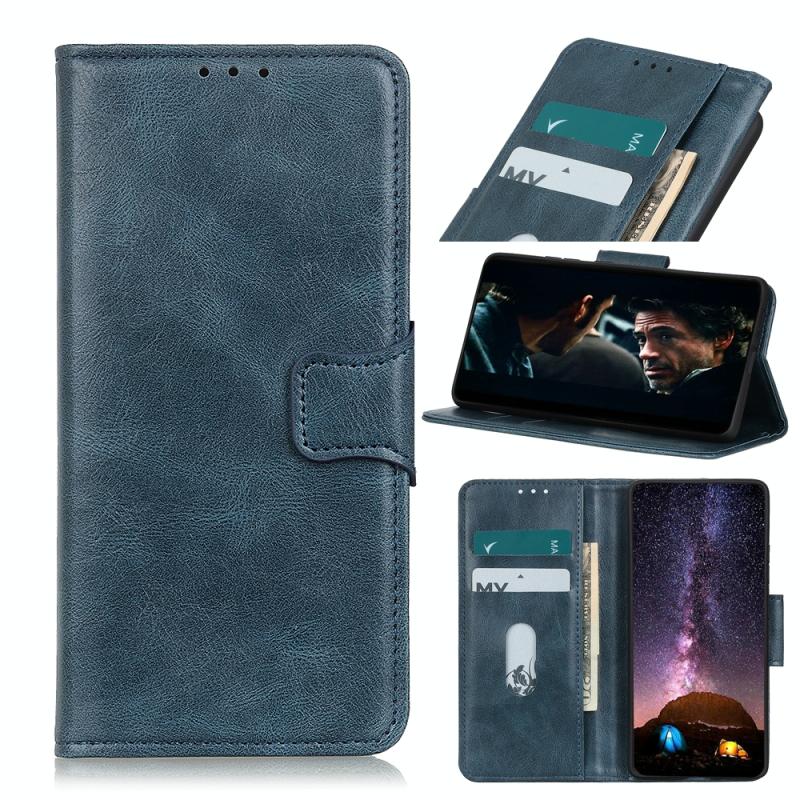 Voor Motorola Moto G9 Plus Mirren Crazy Horse Texture Horizontale Flip Lederen case met Holder & Card Slots & Wallet(Blauw)