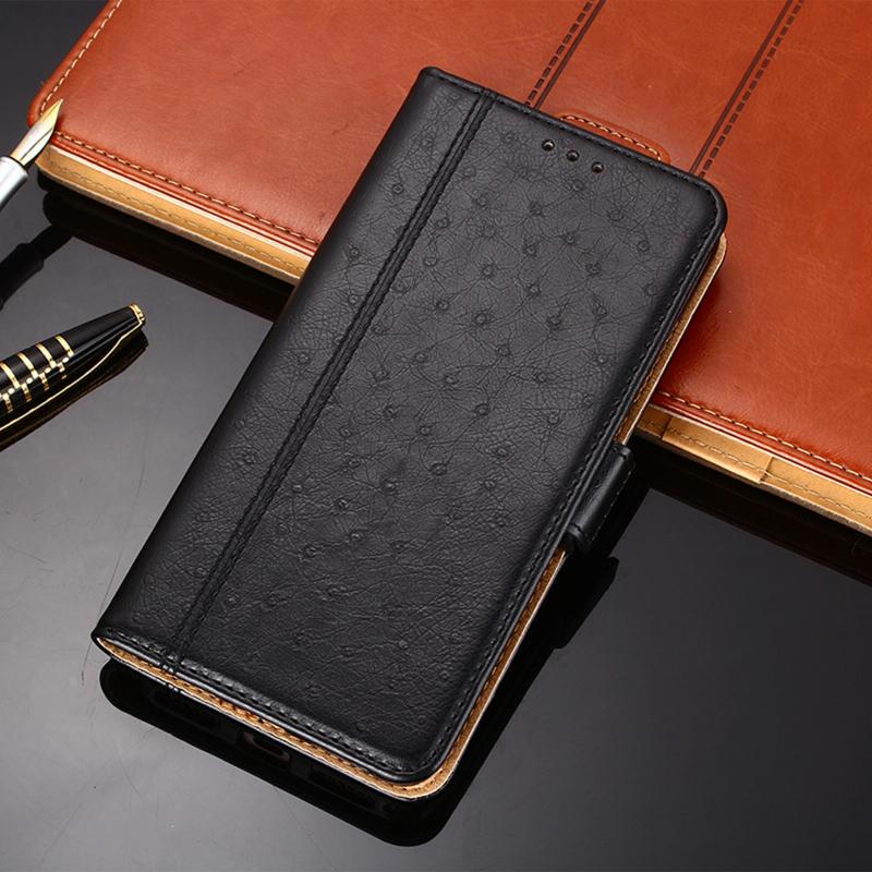 Voor Xiaomi Redmi 9C Struisvogeltextuur PU + TPU Horizontale Flip Lederen case met Holder & Card Slots & Wallet(Zwart)