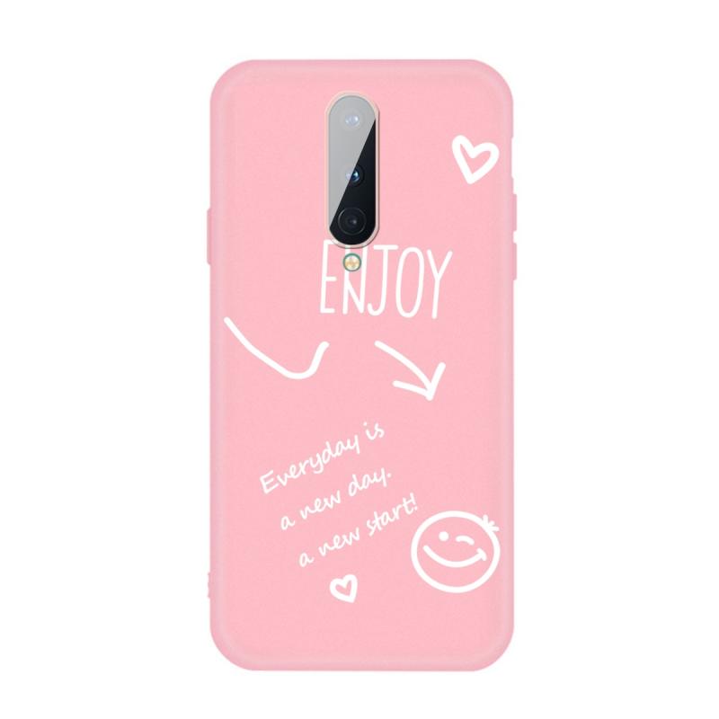 Voor OnePlus 8 Geniet van Smiley Heart Pattern Shockproof TPU Case (Roze)