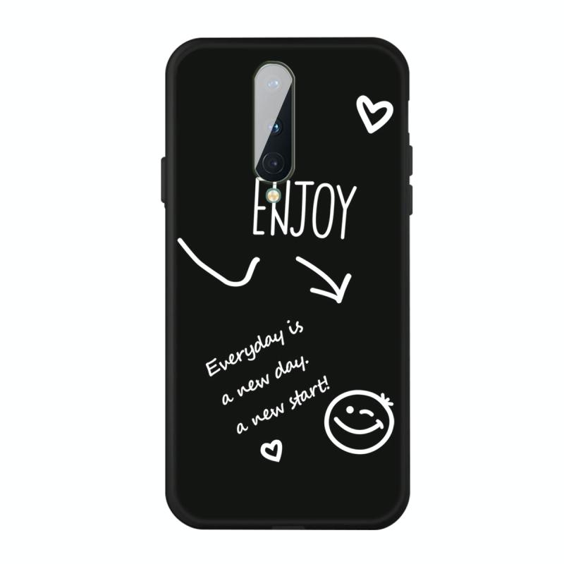 Voor OnePlus 8 Geniet van Smiley Heart Pattern Shockproof TPU Case(Zwart)