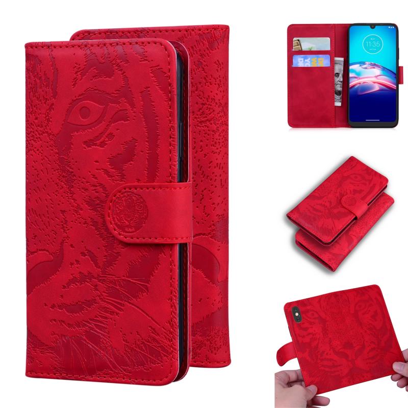 Voor Motorola Moto G Fast Tiger Embossing Pattern Horizontale Flip Lederen Case met Holder & Card Slots & Wallet(Red)