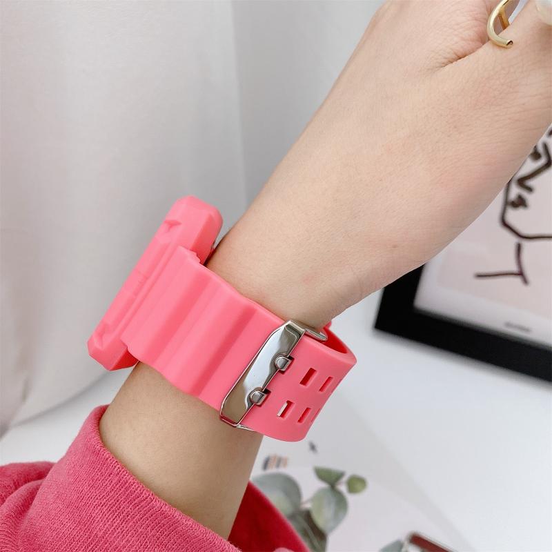 Voor Fitbit Versa 3 3D Silicon integrated Replacement Strap Watchband(Rose Red)