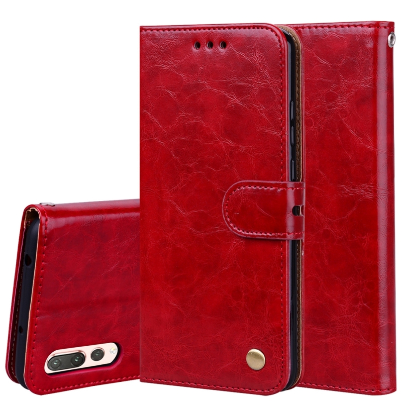 Voor Huawei P20 Pro Business stijl olie Wax textuur horizontale Flip lederen draagtas met houder & kaartsleuven & portemonnee (rood)