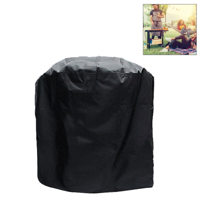 Outdoor anti-UV waterdicht stof-proof 210D Oxford doek BBQ cilindrische beschermende tas houtskoolbarbecue Grill cover grootte: 71x73cm (zwart)