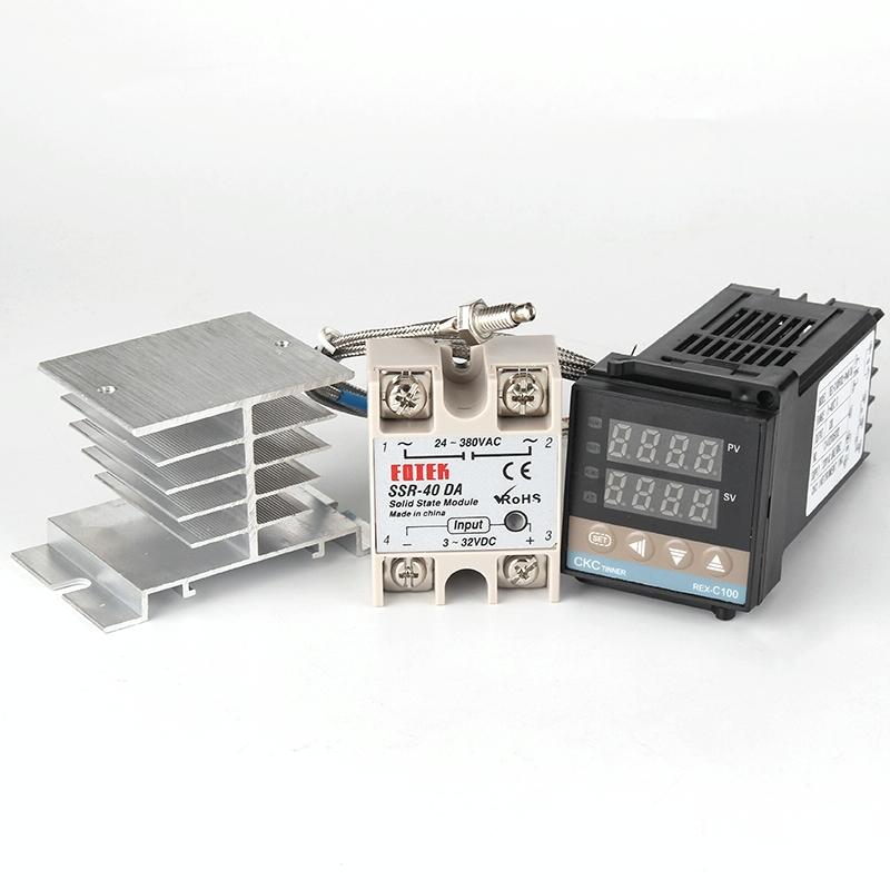 2700W REX-C100 Thermostaat + Koellichaam + Thermokoppel + SSR-25 DA Solid State Module Intelligente Temperatuurregeling Kit