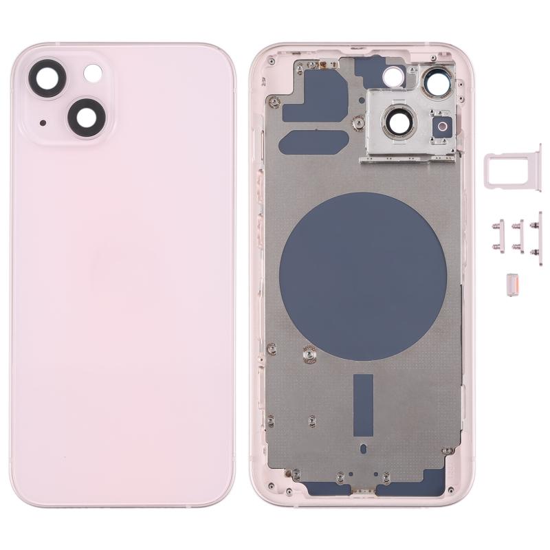 Achterbehuizing Cover met SIM-kaart Lade & Side-sleutels & Cameralens voor iPhone 13 (Roze)