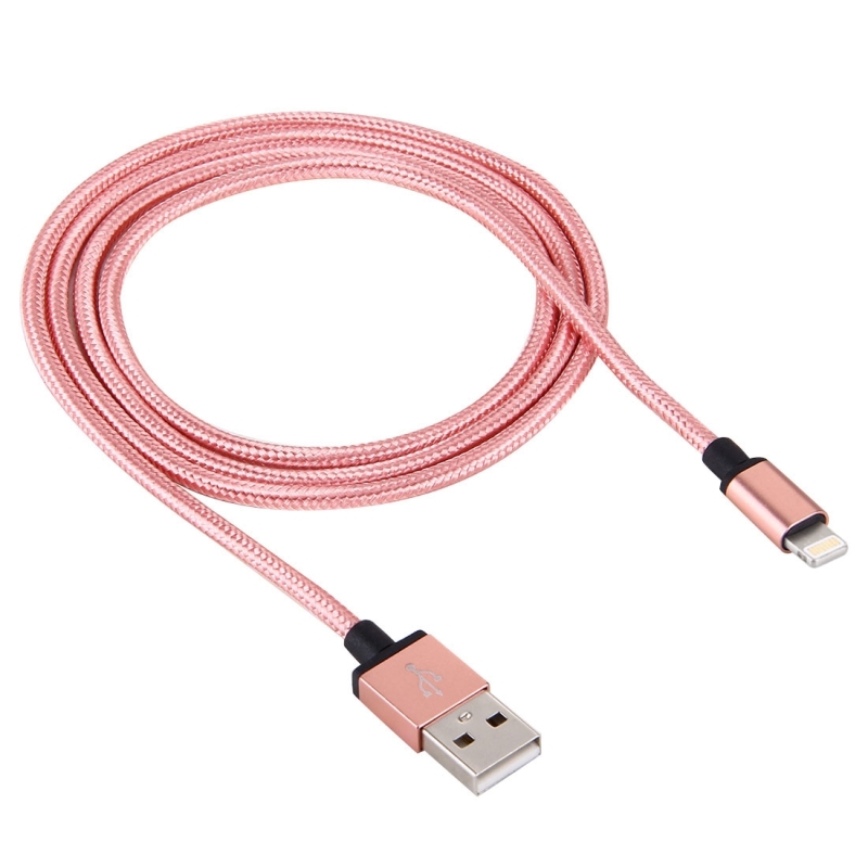 1m geweven stijl metaal hoofd 58 Cores 8 pins naar USB 2.0 Data / de kabel van de lader voor iPhone X / iPhone 8 & 8 Plus / iPhone 7 & 7 Plus / iPhon