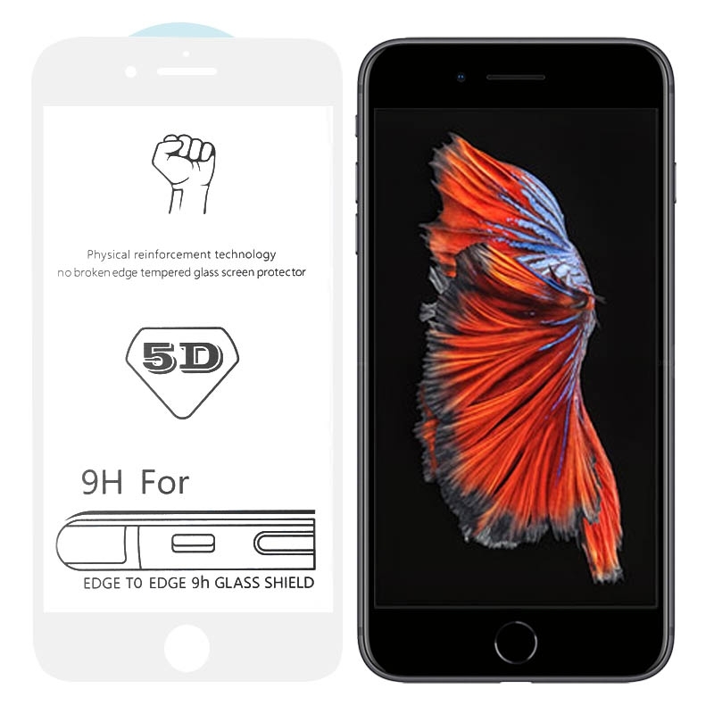 9H 5D witte volledige lijm volledig scherm gehard glas film voor iPhone 6 plus/6s plus