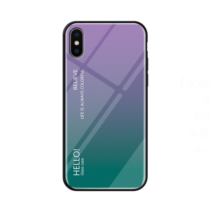 Gradiënt kleur glas Case voor iPhone X/XS (paars)