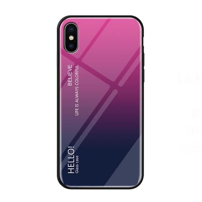 Gradiënt kleur glas Case voor iPhone XS Max (magenta)