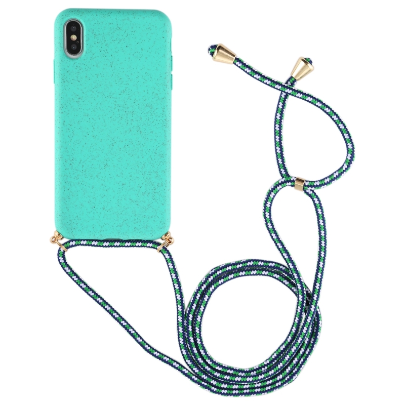 Voor iPhone XS Max TPU Anti-Fall Mobiele Telefoon Case Met Lanyard (Blauw)