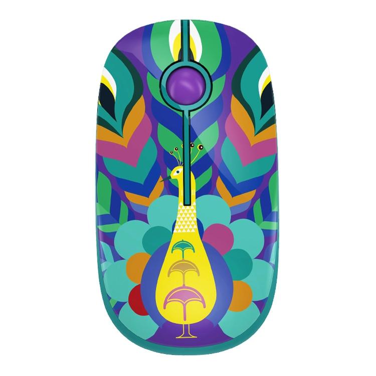 Foetor I330H Water Transfer Pattern Wireless Mouse (Peacock)