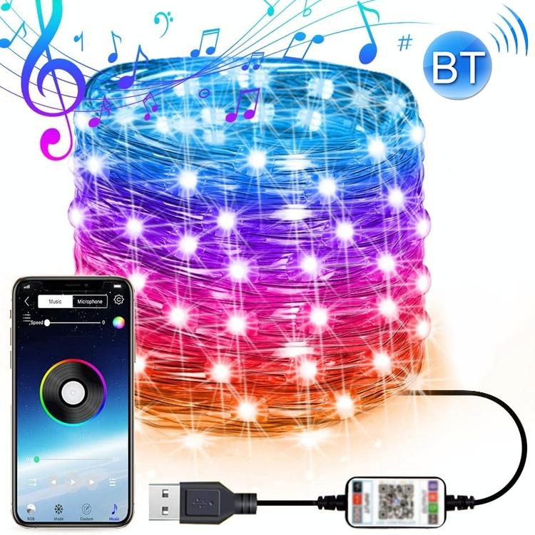 Kerstdecoratie RGB koperdraad string licht Bluetooth mobiele app-controle lengte: 2m 20 LED's