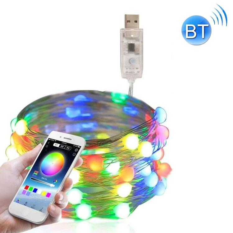 Kerstdecoratie USB koperdraad string licht Bluetooth mobiele app-controle lengte: 10m 100 LED's