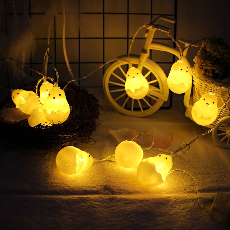Schattig eierschaal kip Type 1.5m 10 LEDs batterij decoratieve Lamp Pasen vakantie huishoudelijke partij decoratieve licht (Warm wit)