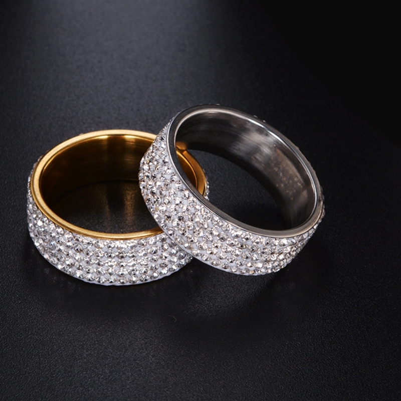 Ring in edelstaal eeuwigheid voor trouwring Engagement belofte hoge kwaliteit kristal en strass ingelegd cirkel rond 57 mm US grootte: 10 inwendige