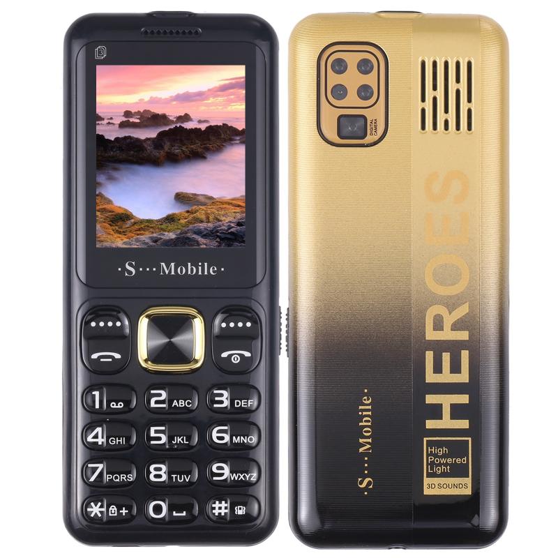 W23 oudere telefoon 2.2 inch 800mAh batterij 21 toetsen ondersteuning voor Bluetooth FM MP3 GSM Triple SIM (Goud)