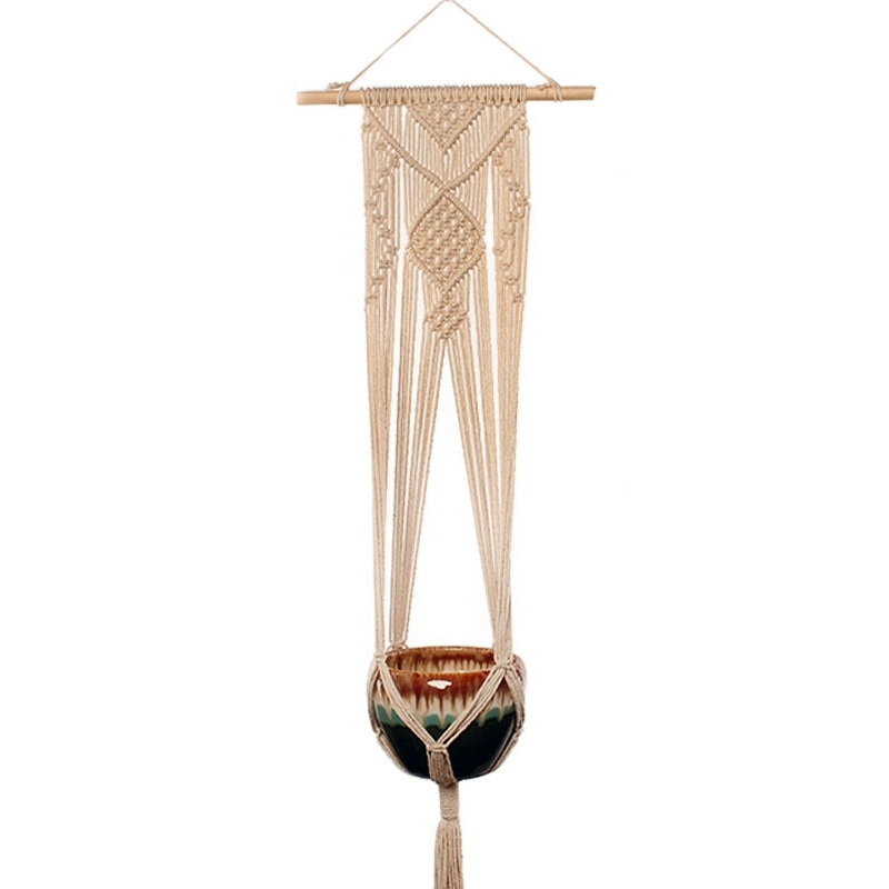 A3 Type Macrame opknoping bloem potten decoratie binnen buiten gevlochten touw opknoping Planter Plant houder