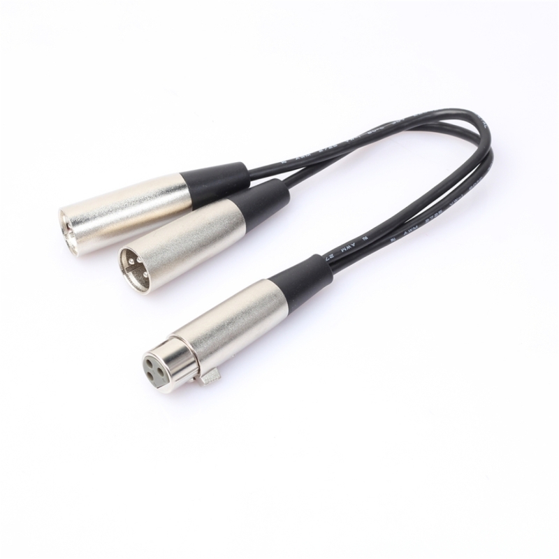 30cm metaal hoofd 3 Pin XLR kanon 1 vrouw 2 mannelijke audioconnector adapterkabel voor microfoon / Audio apparatuur