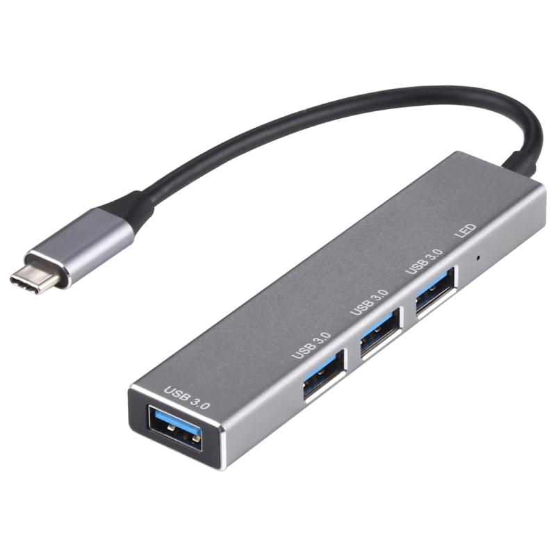 3019T 4 x USB 3.0 naar USB-C / Type-C aluminium HUB-adapter met LED-indicator